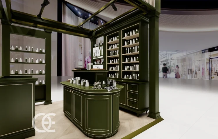 化粧品店壁棚ラグジュアリーデザイン7
