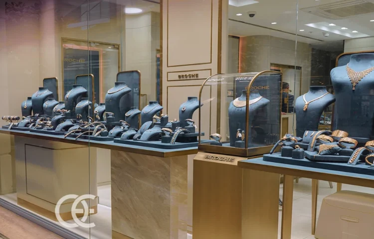 Conception personnalisée d'étagères rétroéclairées pour boutique de bijoux