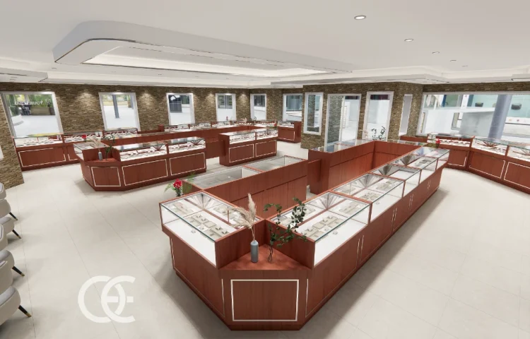 Disposition élégante de pierres précieuses pour boutique de bijoux