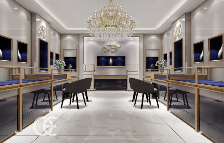 Aménagement d'éclairage pour boucles d'oreilles dans une boutique de bijoux